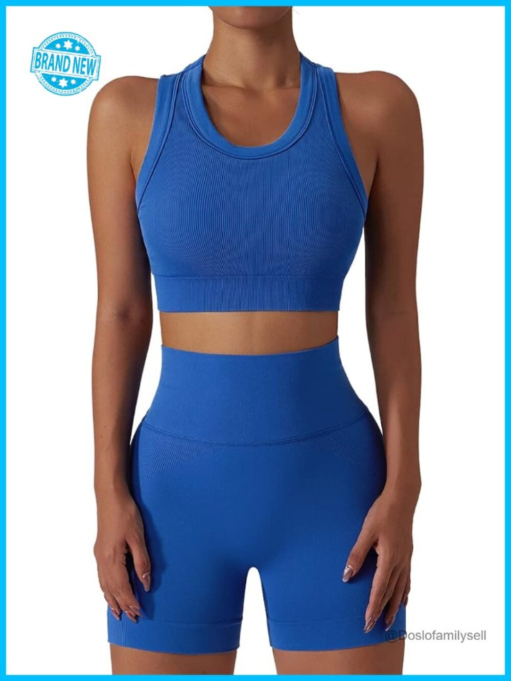 Workout Sets for Women 2 Piece Seamless Ribbed Tank Top Sport Bra High Waist